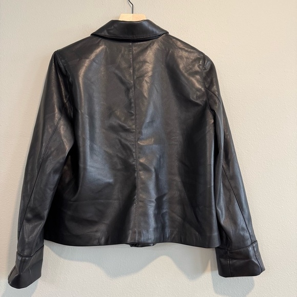 Chico’s Scallop Trim Faux Leather Shacket 6 - Picture 3 of 11